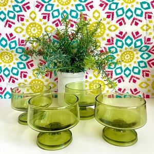 MCM Vintage Green Retro Bowl/cup Glass Set Of 4